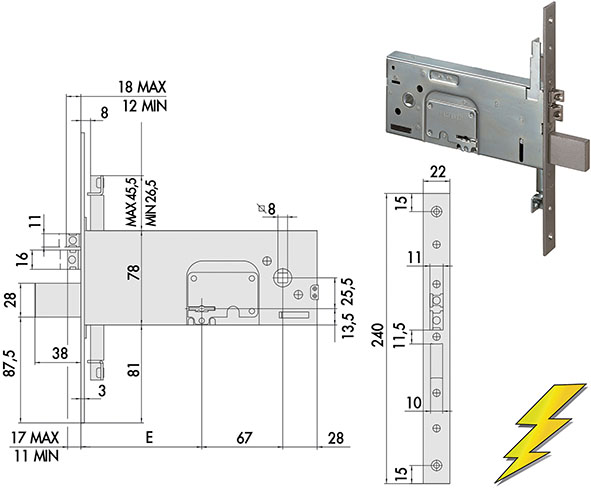 ELETTROSERRATURE CISA INFILARE TRIPLICE DM 17357  