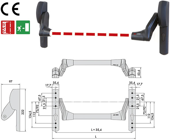 MANIGLIONI CISA INFILARE FAST PUSH ART.59617.FR   