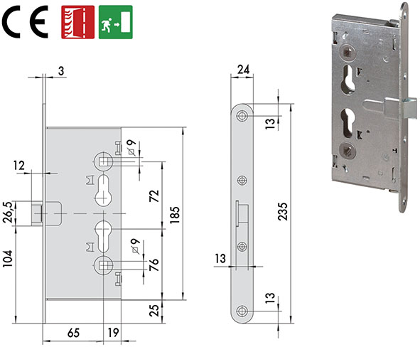 SERRATURE CISA INF.TRIPLICE X ANTIPANICO ART.43114