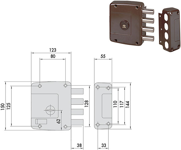 SERRATURE CISA APPLICARE DOPPIA MAPPA ART.57152   