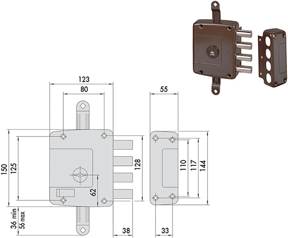 SERRATURE CISA APPLICARE DOPPIA MAPPA ART.57162   