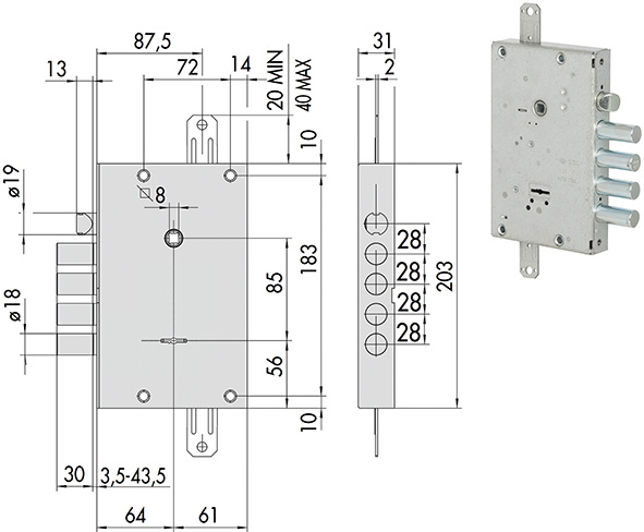 SERRATURE CISA PORTE BLINDATE ART.57515.28.0      
