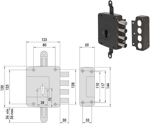 SERRATURE CISA APPLICARE CILINDRO ART.56162       