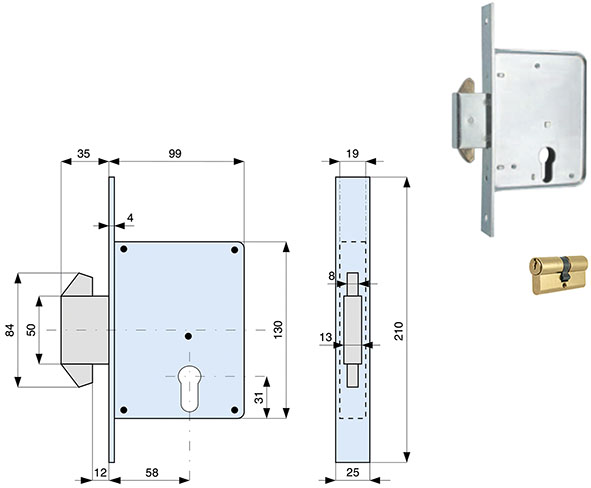 SERRATURE MG INF. CANCELLI SCORREVOLI ART.561580  