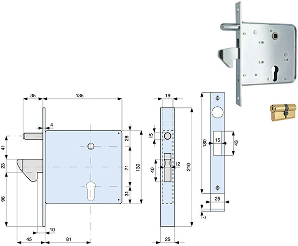 SERRATURE MG INF. CANCELLI SCORREVOLI ART.568810  