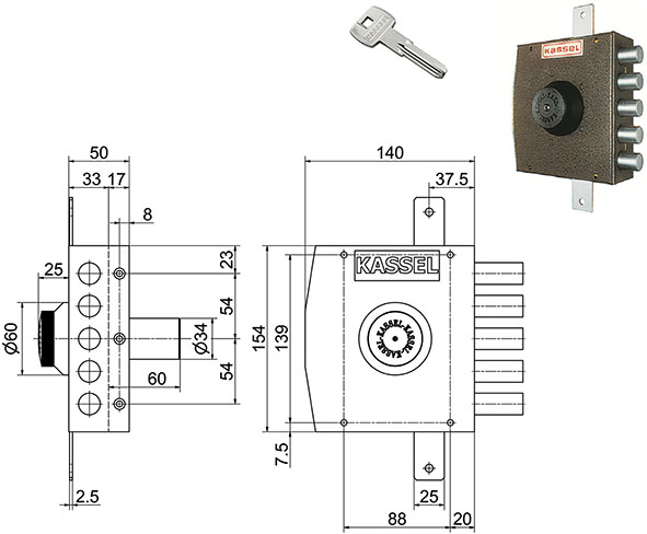 SERRATURE KASSEL APPLICARE CILINDRO TONDO 2301-2  