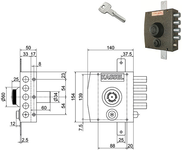 SERRATURE KASSEL APPLICARE CILINDRO TONDO 2351-2  