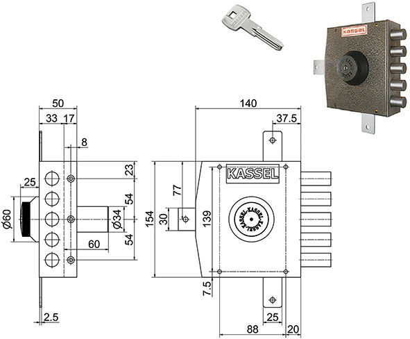 SERRATURE KASSEL APPLICARE CILINDRO TONDO 2501-2  
