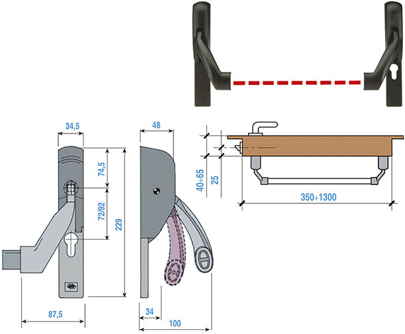 MANIGLIONI ANTIPANICO CORNI INFILARE EUROSMART    