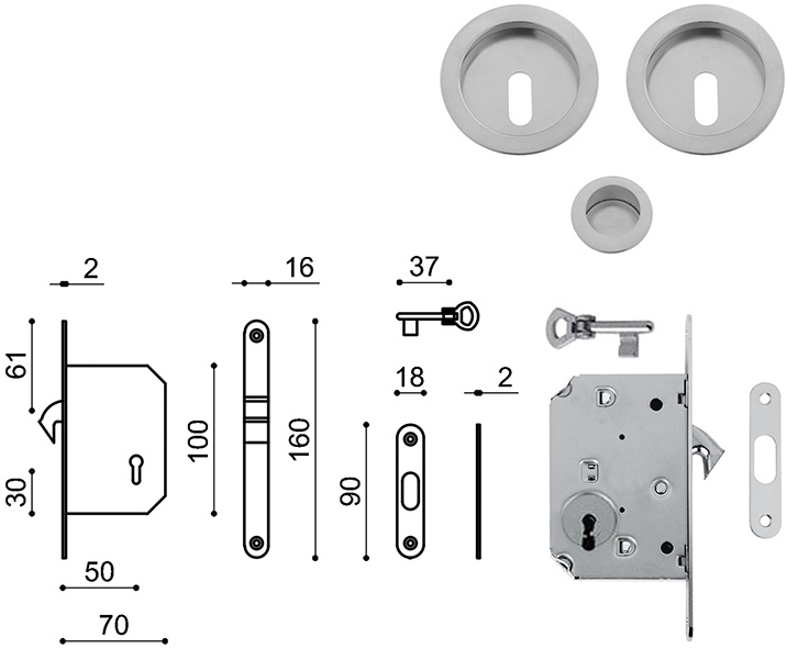 SERRATURE MARIVA PER SCORREVOLI PATENT TONDO 2055 