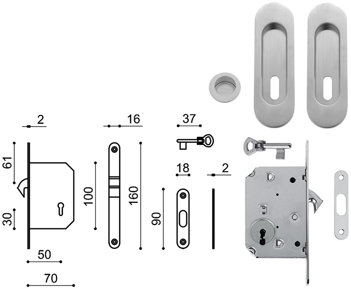 SERRATURE MARIVA PER SCORREVOLI PATENT OVALE 8053 