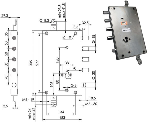 SERRATURE MOIA RSBLT664/500RF  REVERSIBILE        