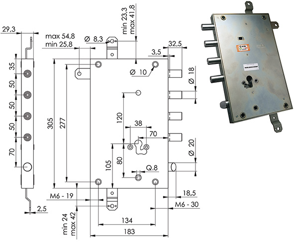 SERRATURE MOIA RSBLQ666/500RF  REVERSIBILE        