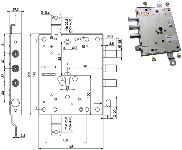 SERRATURE MOIA RMGA664/373RFB  REVERSIBILE        