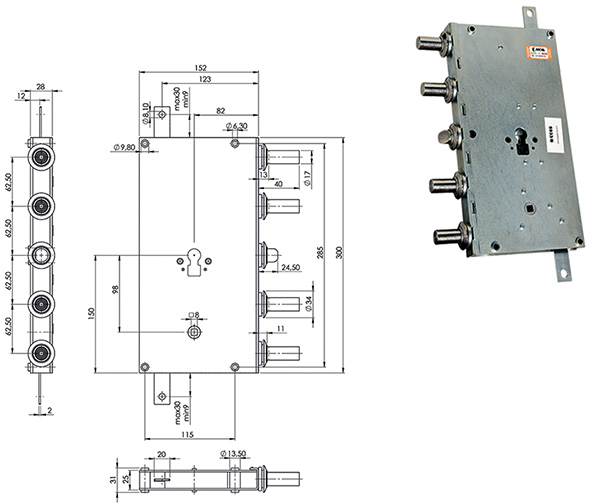 SERRATURE MOIA CI ARIETE 5933/B  REVERSIBILE      