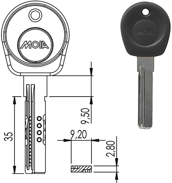 CHIAVI PUNZONATE MOIA MCHGYPC/N TESTA NERA        