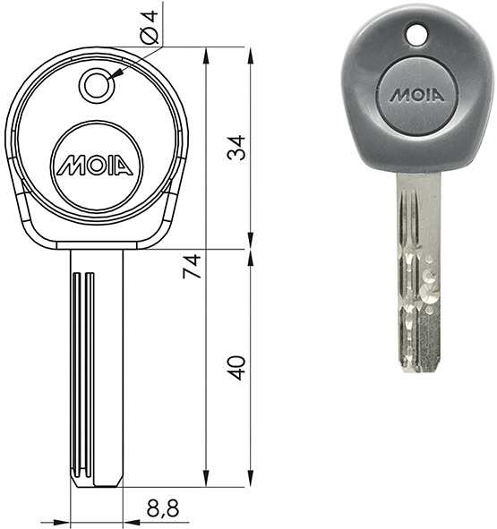 CHIAVI PUNZONATE MOIA MCHGYPC/CPP.G TESTA GRIGIA  
