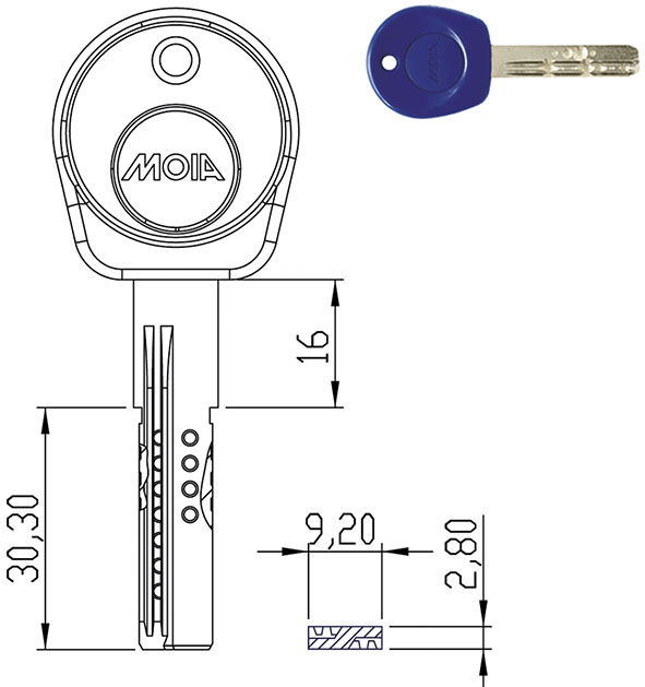 CHIAVI PUNZONATE MOIA MCHGYPC/M TESTA BLU         