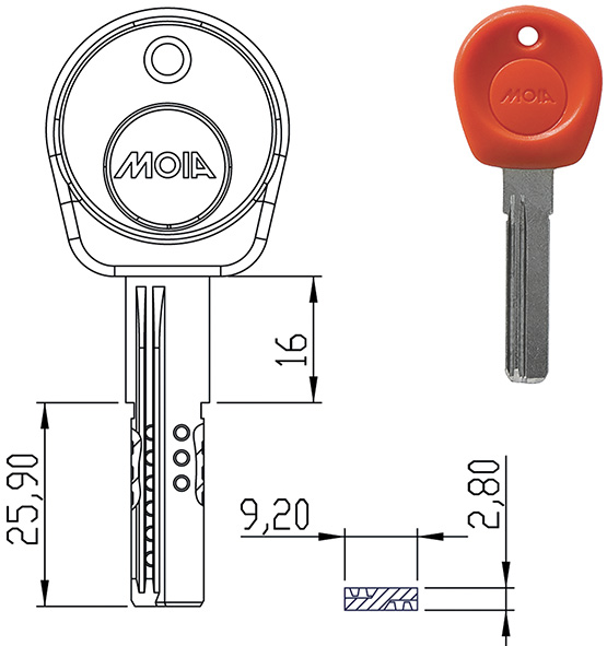 CHIAVI PUNZONATE MOIA MCHGYPC/C TESTA ARANCIO     