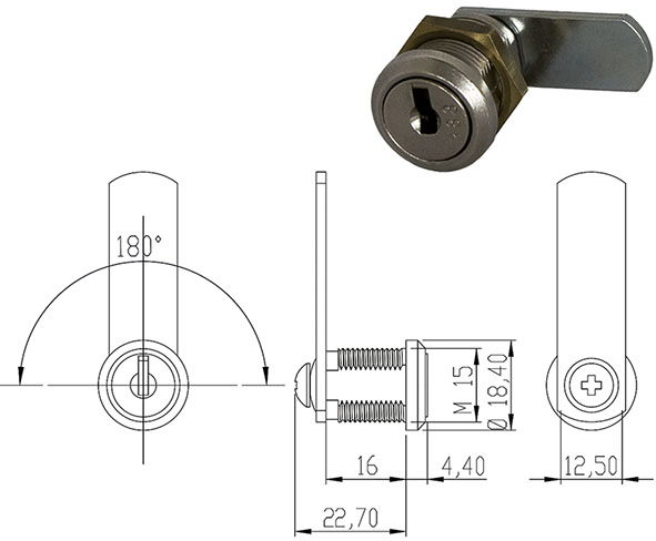 SERRATURE PER MOBILI OMR UNIV.D15 ROTAZ.180 162500