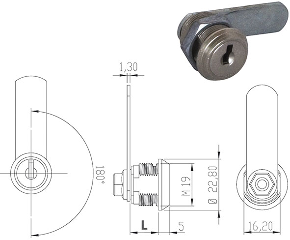 SERRATURE PER MOBILI OMR UNIV.D19 ROTAZ.180       