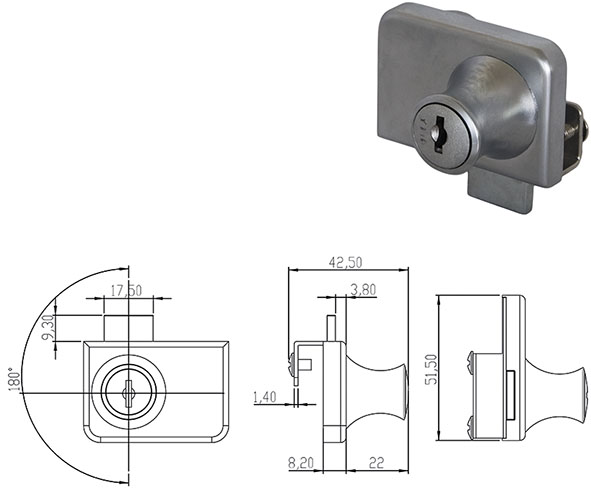 SERRATURE OMR PER DOPPIA ANTA IN VETRO 220359     