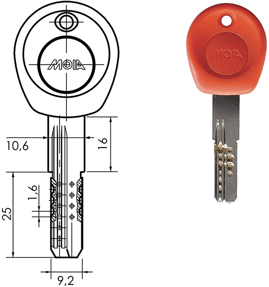 CHIAVI PUNZONATE MOIA MCHGYPC/C/FR TESTA ARANCIO  
