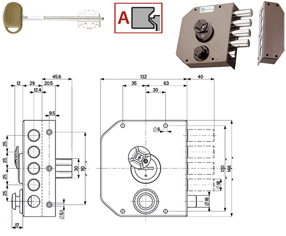 SERRATURE MOTTURA APPLICARE DOPPIA MAPPA 20510    