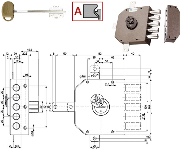 SERRATURE MOTTURA APPLICARE DOPPIA MAPPA 20540    
