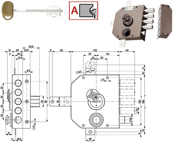 SERRATURE MOTTURA APPLICARE DOPPIA MAPPA 20550    