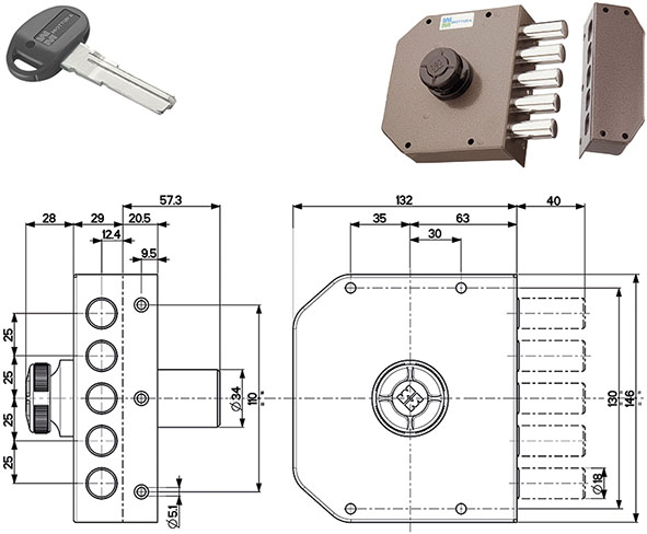 SERRATURE MOTTURA APPLICARE CILINDRO C10 30601    