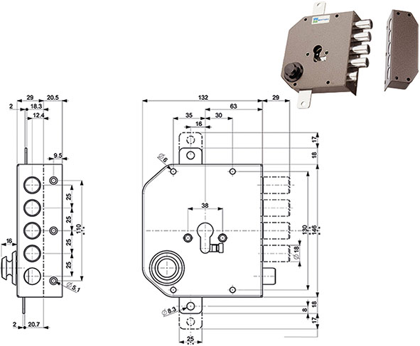 SERRATURE MOTTURA APPLICARE CILINDRO 38630        