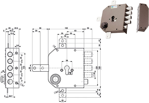 SERRATURE MOTTURA APPLICARE CILINDRO 38650        