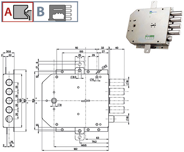 SERRATURE MOTTURA PORTE BLINDATE 50555            