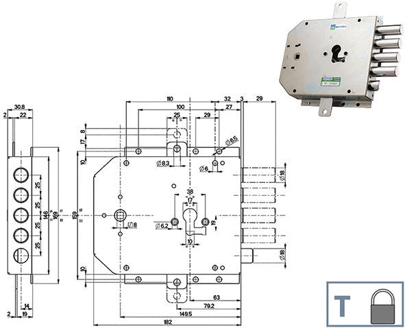 SERRATURE MOTTURA PORTE BLINDATE 85555            