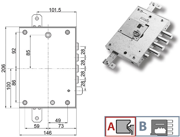 SERRATURE MOTTURA PORTE BLINDATE 89K571DR         