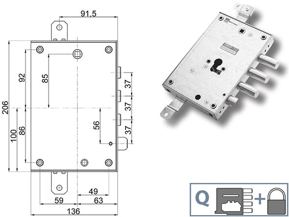 SERRATURE MOTTURA PORTE BLINDATE 898571TO         