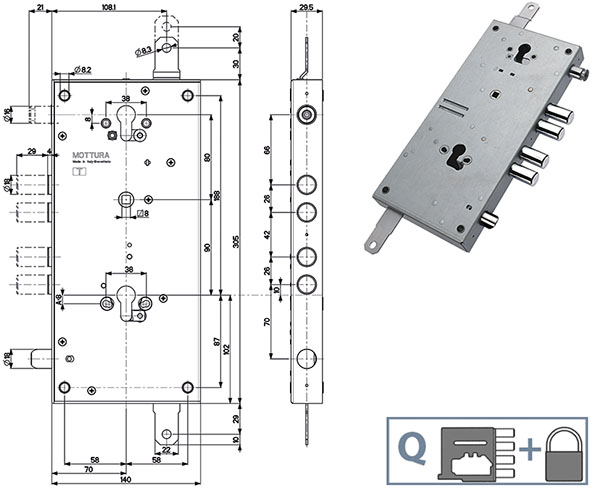 SERRATURE MOTTURA PER PORTE TESIO 898T187W0Q      