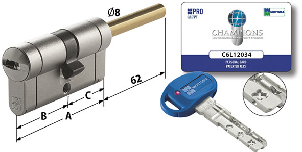 CILINDRI MOTTURA PRO PREDISPOSTI POMOLO 5 CHIAVI  