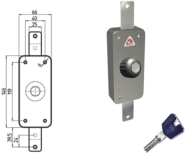 SERRATURE CR APPLICARE CILINDRO TONDO K55 220P    