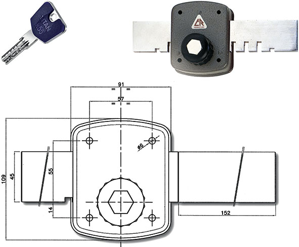 SERRATURE CR APPLICARE CILINDRO TONDO K55 1500L   