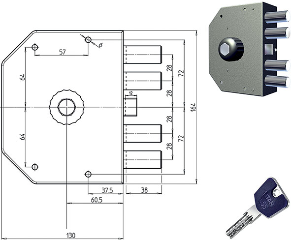 SERRATURE CR APPLICARE CILINDRO TONDO K55 3050    