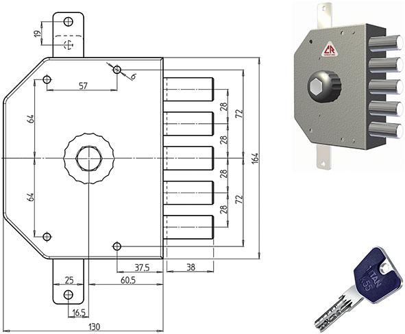 SERRATURE CR APPLICARE CILINDRO TONDO K55 3200    