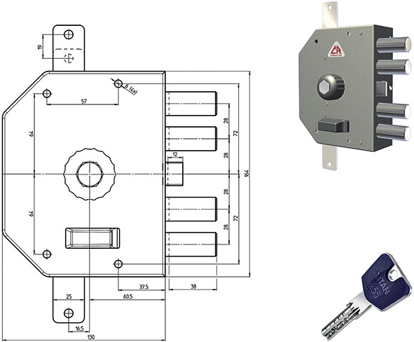SERRATURE CR APPLICARE CILINDRO TONDO K55 3250    