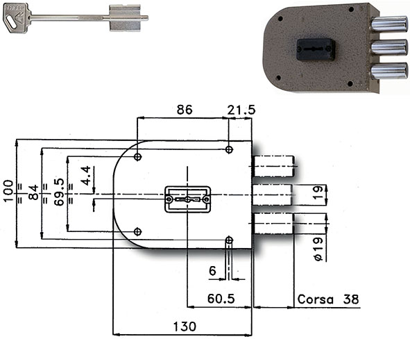 SERRATURE CR APPLICARE DOPPIA MAPPA 1800          