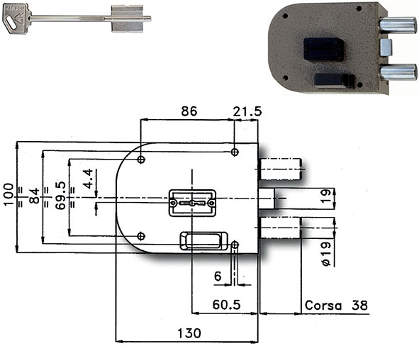 SERRATURE CR APPLICARE DOPPIA MAPPA 1850          