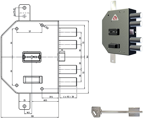 SERRATURE CR APPLICARE DOPPIA MAPPA PLUS 2250     
