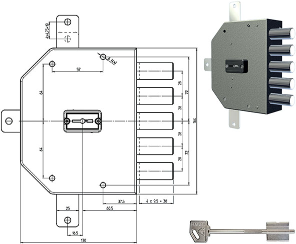 SERRATURE CR APPLICARE DOPPIA MAPPA PLUS 2300     