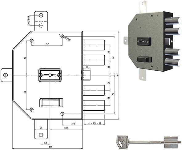 SERRATURE CR APPLICARE DOPPIA MAPPA PLUS 2350     