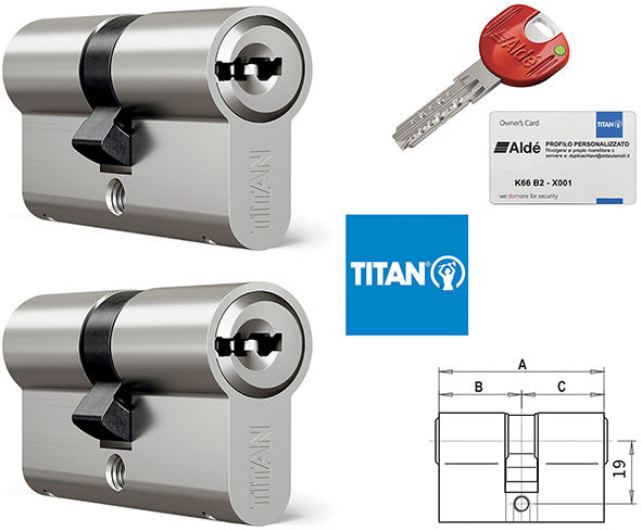 CILINDRI TITAN-DOM K66 CHIAVE-CHIAVE *KA* COPPIA  